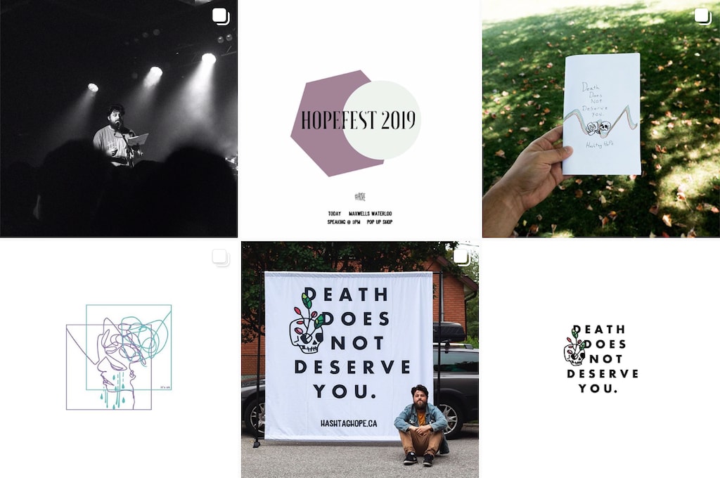 A grid of photos from Hashtag Hope's Instagram account.